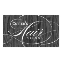 Hair Salon Business Card Text Black Wood 2 business cards