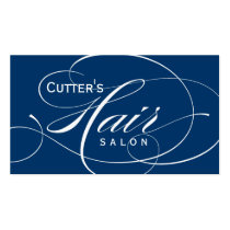 Hair Salon Business Card Text Blue 4 business cards