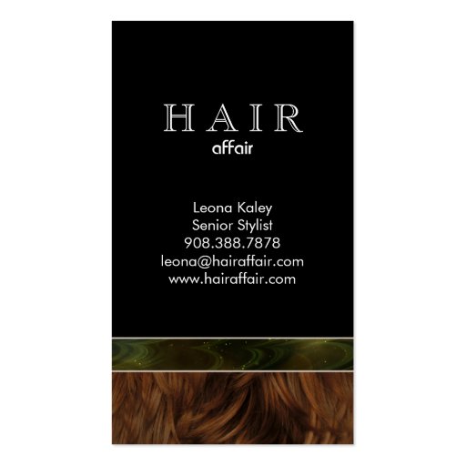 Hair Salon Business Cards Green Black (back side)