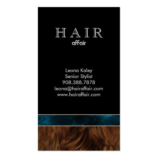 Hair Salon Business Cards Teal Blue Black (back side)