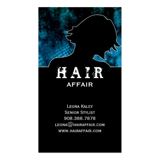 Hair Salon Business Cards Turquoise blue (back side)