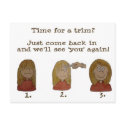 Hair Salon Customer Coupon Reminder for Trim postcards