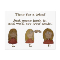 Hair Salon Customer Coupon Reminder for Trim postcards