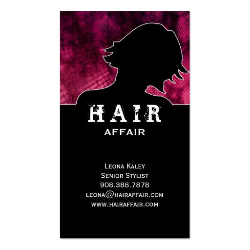 Hair Salon Fashion Business Cards Hot Pink (back side)