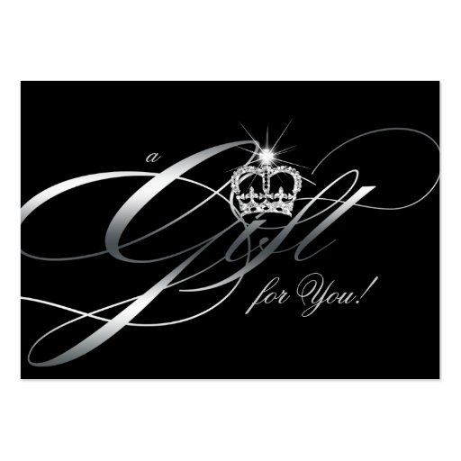 Hair Salon Gift Certificate Black Silver Crown Business Card (front side)