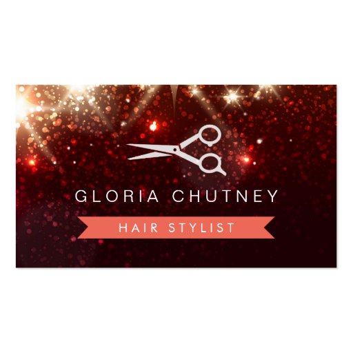 Hair Salon Hairstylist - Shiny Sparkly Glitter Business Card Templates (front side)