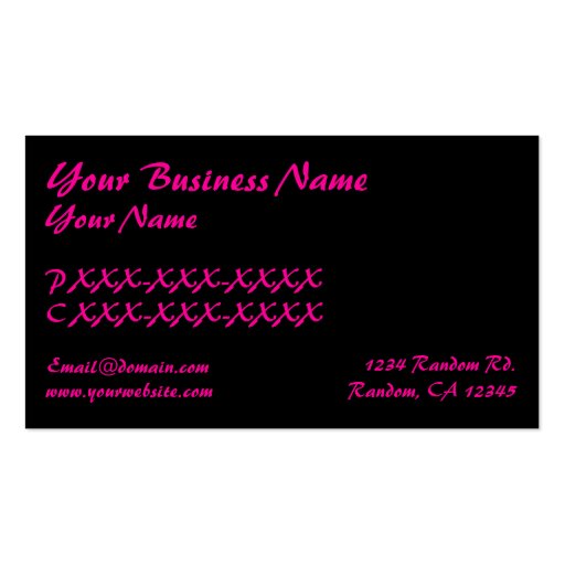 Hair salon pink black scissors business cards (back side)