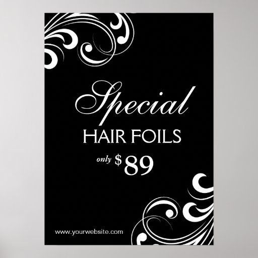 HAIR Salon Poster Spa Black & White Swirls Zazzle