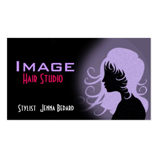 Hair Studio Business Card Purple Black (front side)
