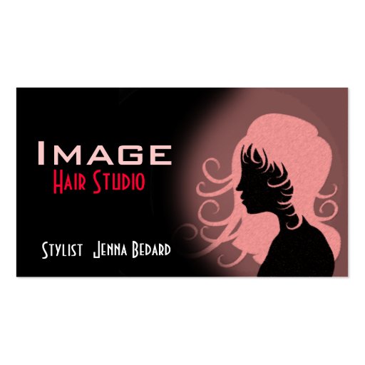 Hair Studio Business Card Red Pink Black (front side)