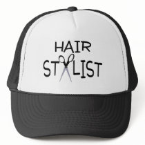 Hair Stylist Black With Scissors Mesh Hats