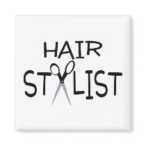 Hair Stylist Black With Scissors Fridge Magnet