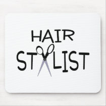 Hair Stylist Black With Scissors Mousepads