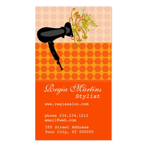 Hair Stylist Blowing Flowers Business Card Template (front side)