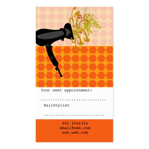 Hair Stylist Blowing Flowers Business Card Template (back side)