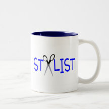 Hair Stylist Blue with Scissors Mugs