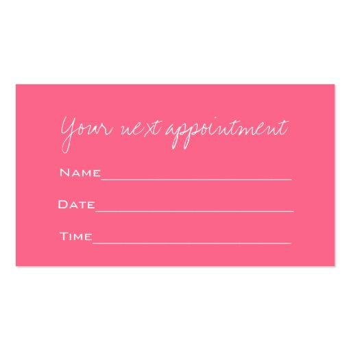 Hair Stylist Business Appointment Card | Navy Pink Business Card Template (back side)