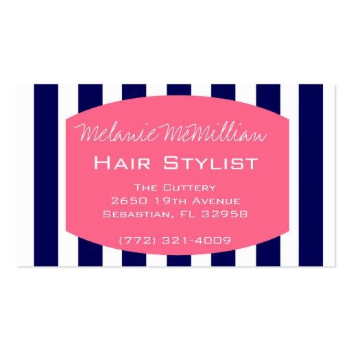 Hair Stylist Business Appointment Card | Navy Pink Business Card Template
