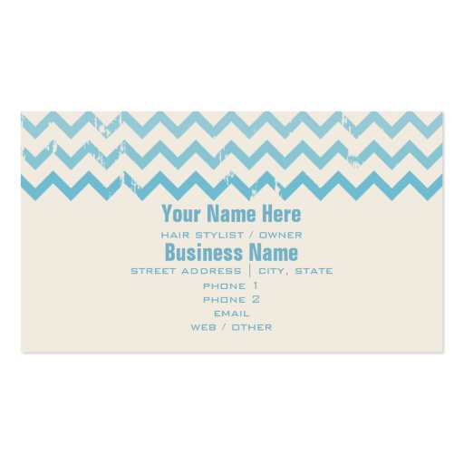 Hair Stylist Business Card - Cracked Blue Ombre (back side)