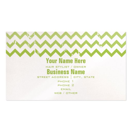 Hair Stylist Business Card - Cracked Green Ombre (back side)