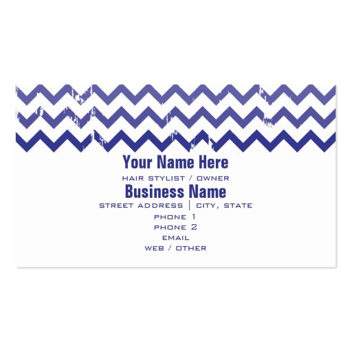 Hair Stylist Business Card - Cracked Indigo Ombre (back side)