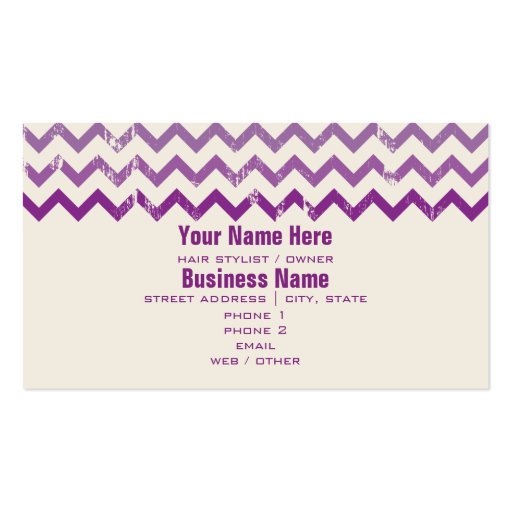 Hair Stylist Business Card - Cracked Purple Ombre (back side)