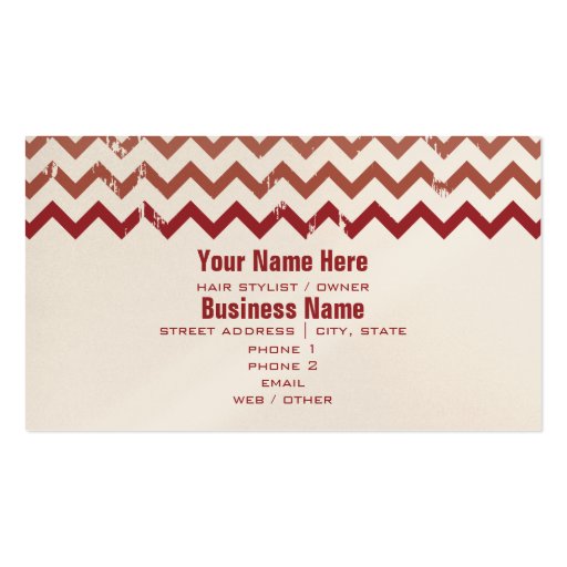 Hair Stylist Business Card - Cracked Red Ombre (back side)