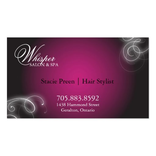 Hair Stylist Business Card Elegant Flourish Glow (back side)