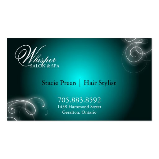 Hair Stylist Business Card Elegant Flourish Glow (back side)