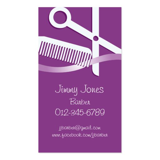 Hair Stylist Business Card Scissors And Comb (front side)