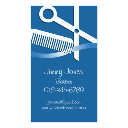 Hair Stylist Business Card Scissors And Comb (front side)