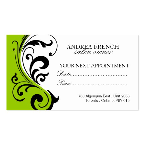 Hair Stylist Business Cards (back side)