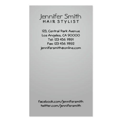 Hair Stylist - business cards (back side)