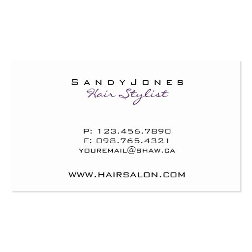 Hair stylist business cards (back side)