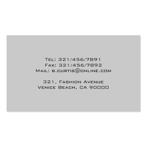 Hair Stylist - Business Cards (back side)
