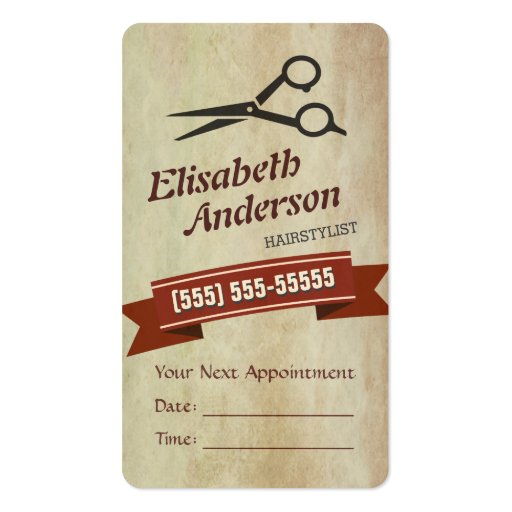 Hair Stylist - Creative Retro Appointment Card (front side)