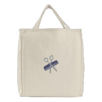 Hair Stylist Customizable Totes - Blue embroidered bags