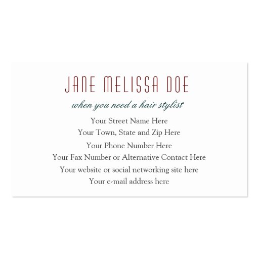 Hair Stylist / Hatchery - Two Sided Business Card Template (back side)