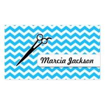 hair stylist light blue girly chevron scissors business cards