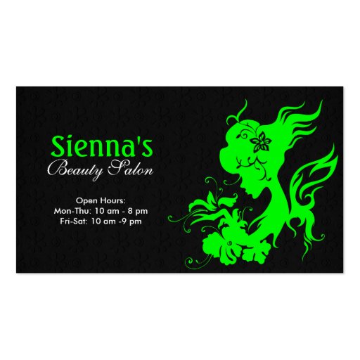 Hair Stylist (Lime) Business Card Templates (front side)