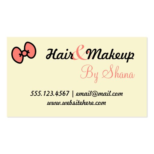 hair stylist makeup artist adorable cartoon girl business cards (back side)
