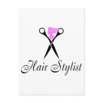 Hair Stylist (Pink/Scissors) postcards by TeeZazzle Hair Stylist (Pink/Scissors) postcards