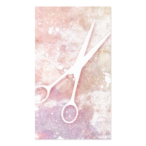 hair stylist salon galaxy pink trendy scissors business card template (front side)