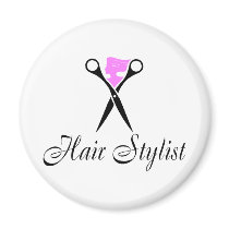 Hair Stylist (Scissors/Pink) Fridge Magnet
