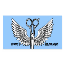 hair stylist scissors wings tattoo retro cosmo business cards