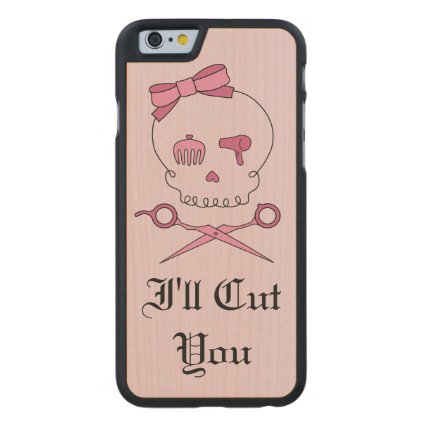 Hair Stylist Skull & Scissor Crossbones - Pink #6 Carved® Maple iPhone 6 Slim Case