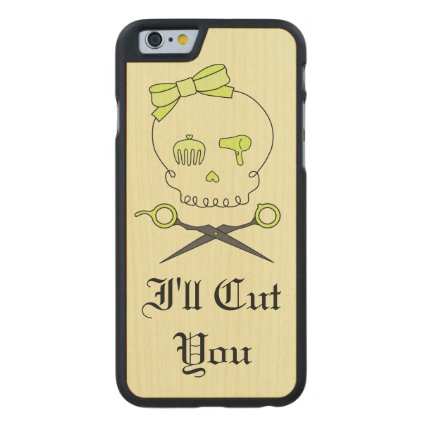 Hair Stylist Skull & Scissor Crossbones - Yellow 6 Carved® Maple iPhone 6 Case