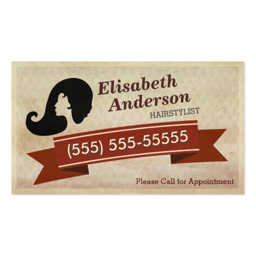 Hair Stylist - Vintage Call for Appointment Card Business Card Template (front side)