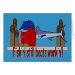 HairBall Fisherman and Swordfish Greeting Cards