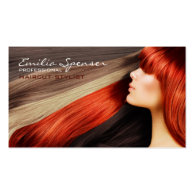 Haircut Stylist Long Red Hair Business Card